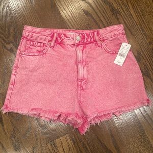 PacSun High Rise Hot Pink Denim Festival Shorts (Size 28)